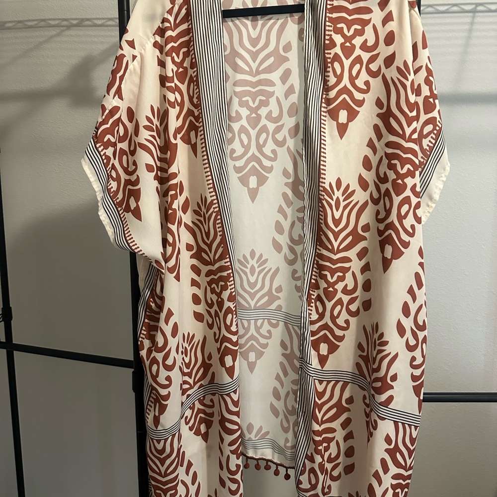 Amazon Women's Kimono Cardigan - White and Brown